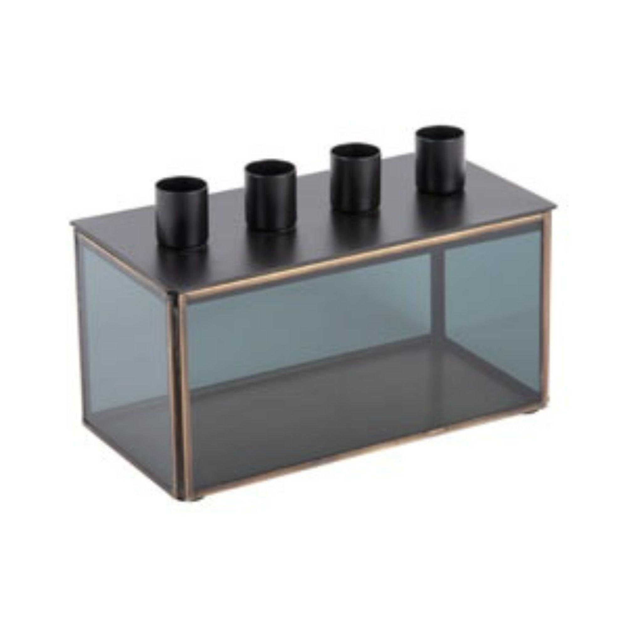 KERZENLEUCHTER Boxed Rectangle Schwarz 20/10/13 cm - Schwarz, Glas (10/13/20cm) - Present Time