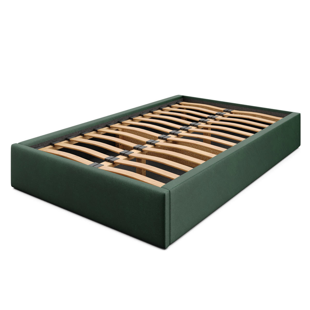 POLSTERBETT 120x200cm Bett mit Stauraum Lattenrost Flaschengrün - Dunkelgrün, Holz/Holzwerkstoff (120/200cm) - Muralo