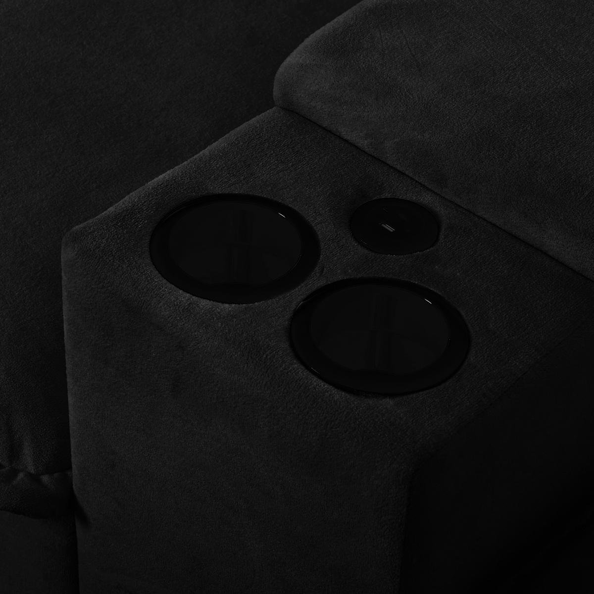 SOFA aus Chenille mit USB-Anschlüssen und Stauraum, schwarz - Schwarz, Textil (155/90/224cm) - Luhomfu