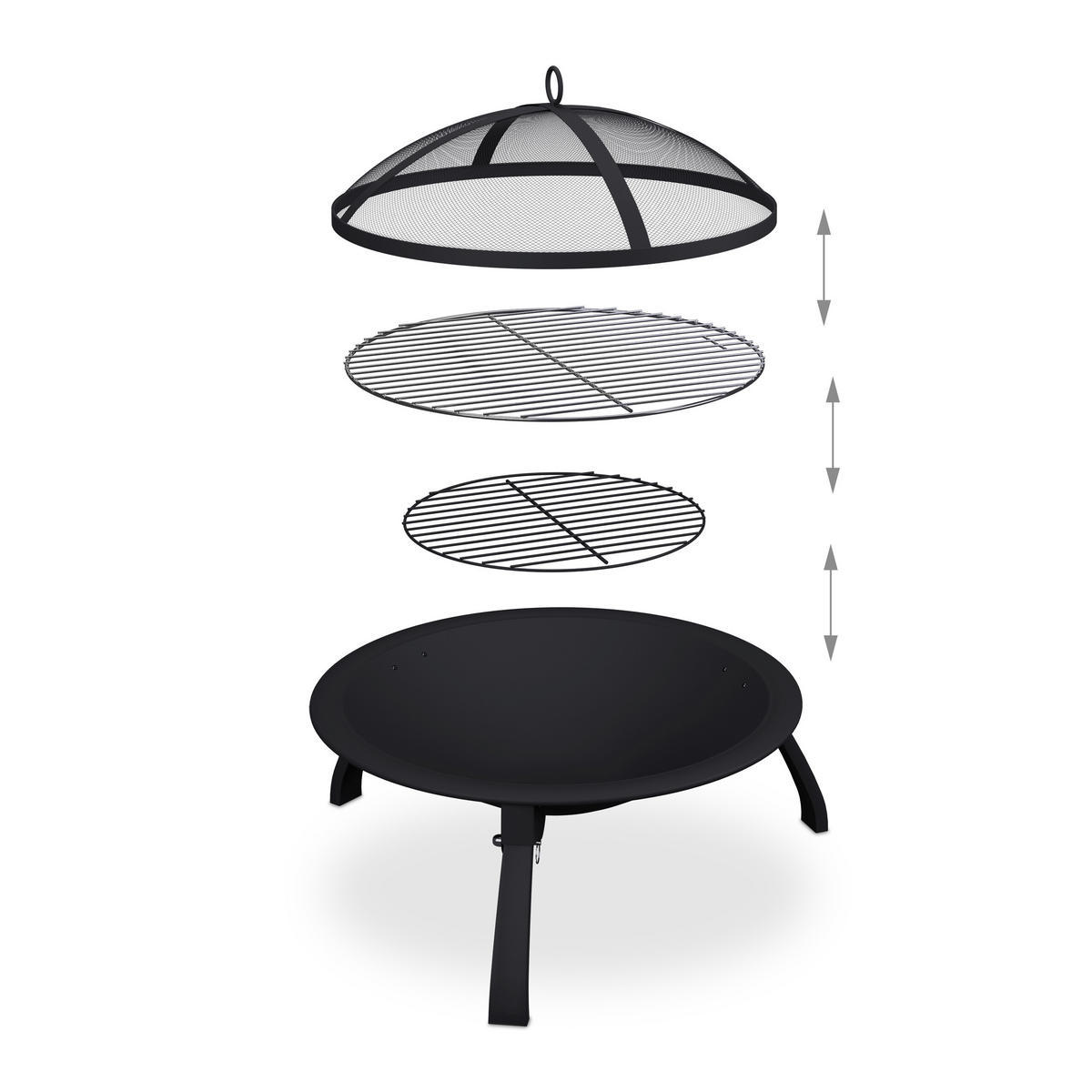 FEUERSCHALE - Schwarz, Kunststoff/Metall (60/37/60cm) - Relaxdays