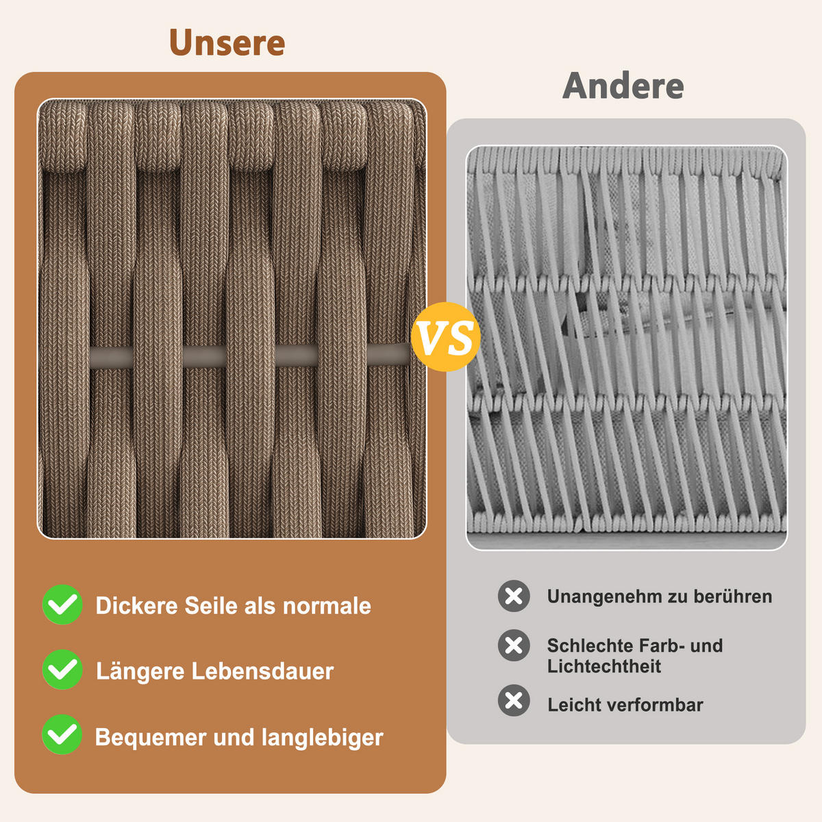 GARTENMÖBEL Set für 6 Personen mit Sitzkissen Loungesessel Doppelliege - Beige, Metall - FLIEKS