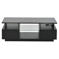 COUCHTISCH 100/50/36 cm Schwarz aus Spanplatte mit LED-Beleuchtung und 2 Schubladen - Schwarz, Holzwerkstoff (100/50/36cm) - OKWISH