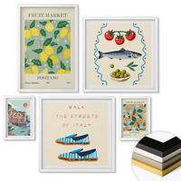WANDBILDER 5er-Set - 50x50 cm & 20x30 cm & 40x60 cm Weißer Rahmen - Italienische Poster mit Fruchtmotiven - Weiß, Kunststoff (40/60cm) - ArtPrintCave