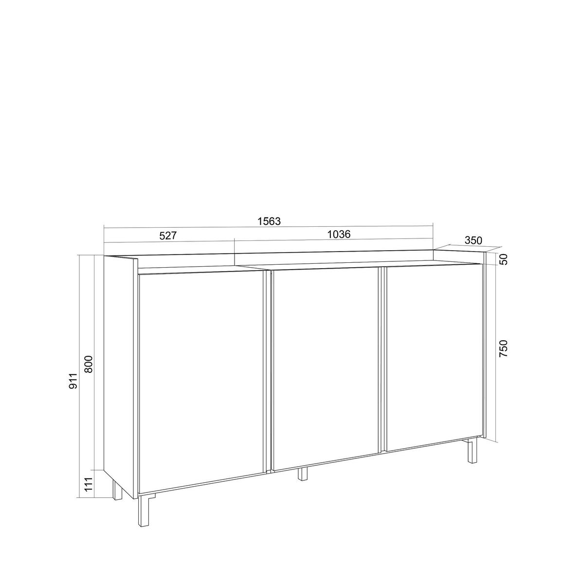 SIDEBOARD, Dunkler Eiche und Schwarz, 156/35/91cm, mit Beinen - Dunkelbraun, Holzwerkstoff (156/91/35cm) - Skraut Home