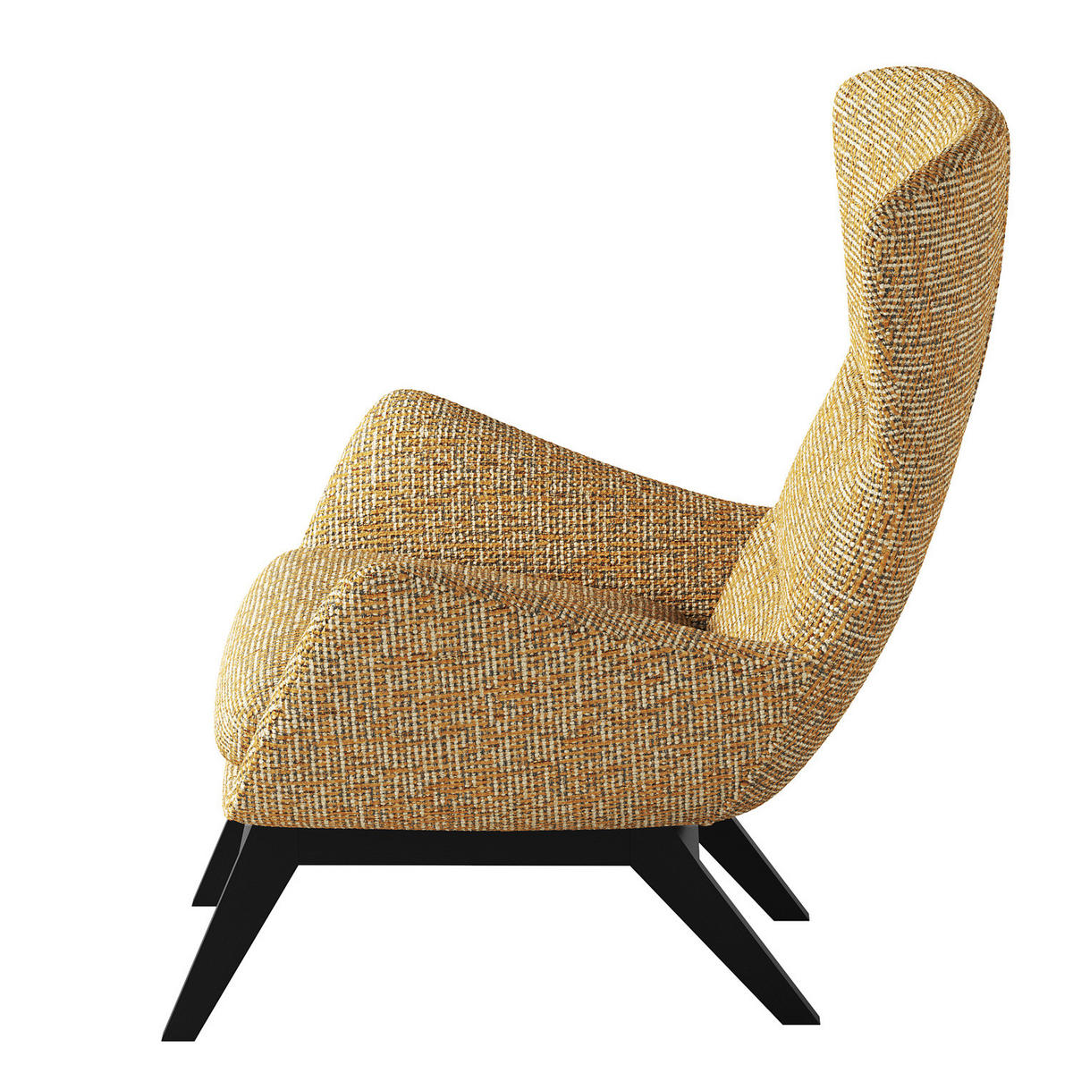 SESSEL mit Holzfüßen - Schwarz/Honig, Birkenholz/Textil (84/99/96cm) - home24