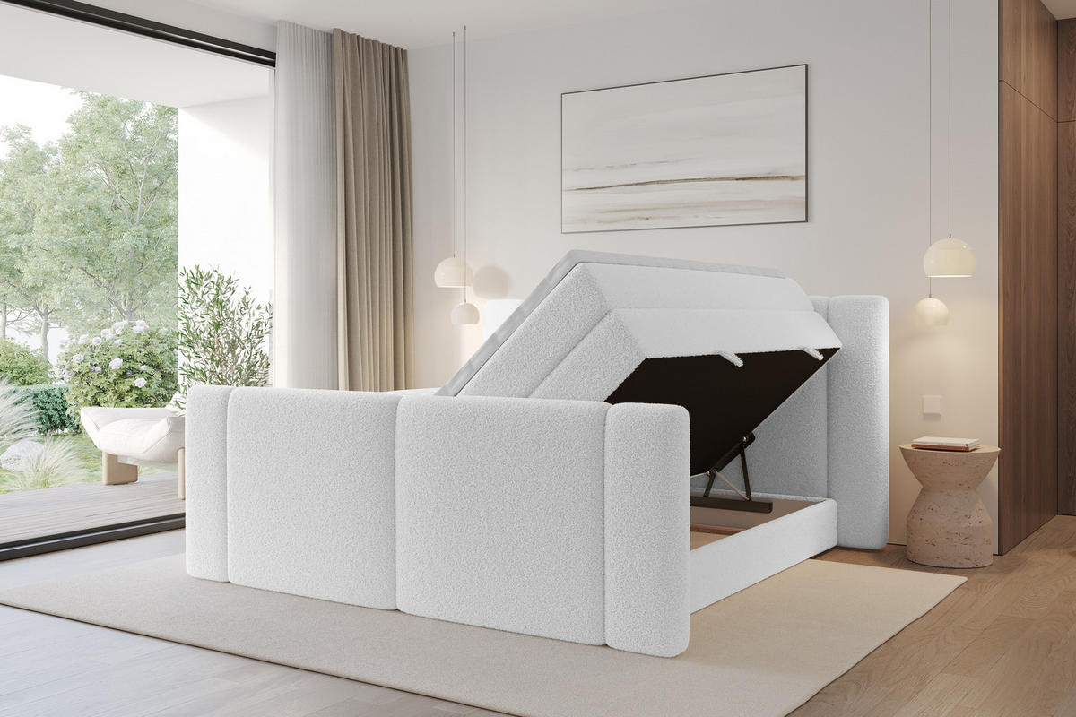 BOXSPRINGBETT mit Matratze H3/H4 - EVON KING Zanozek - 180x200 cm Weiß - Weiß, Holzwerkstoff (180/200cm) - ALTDECOR