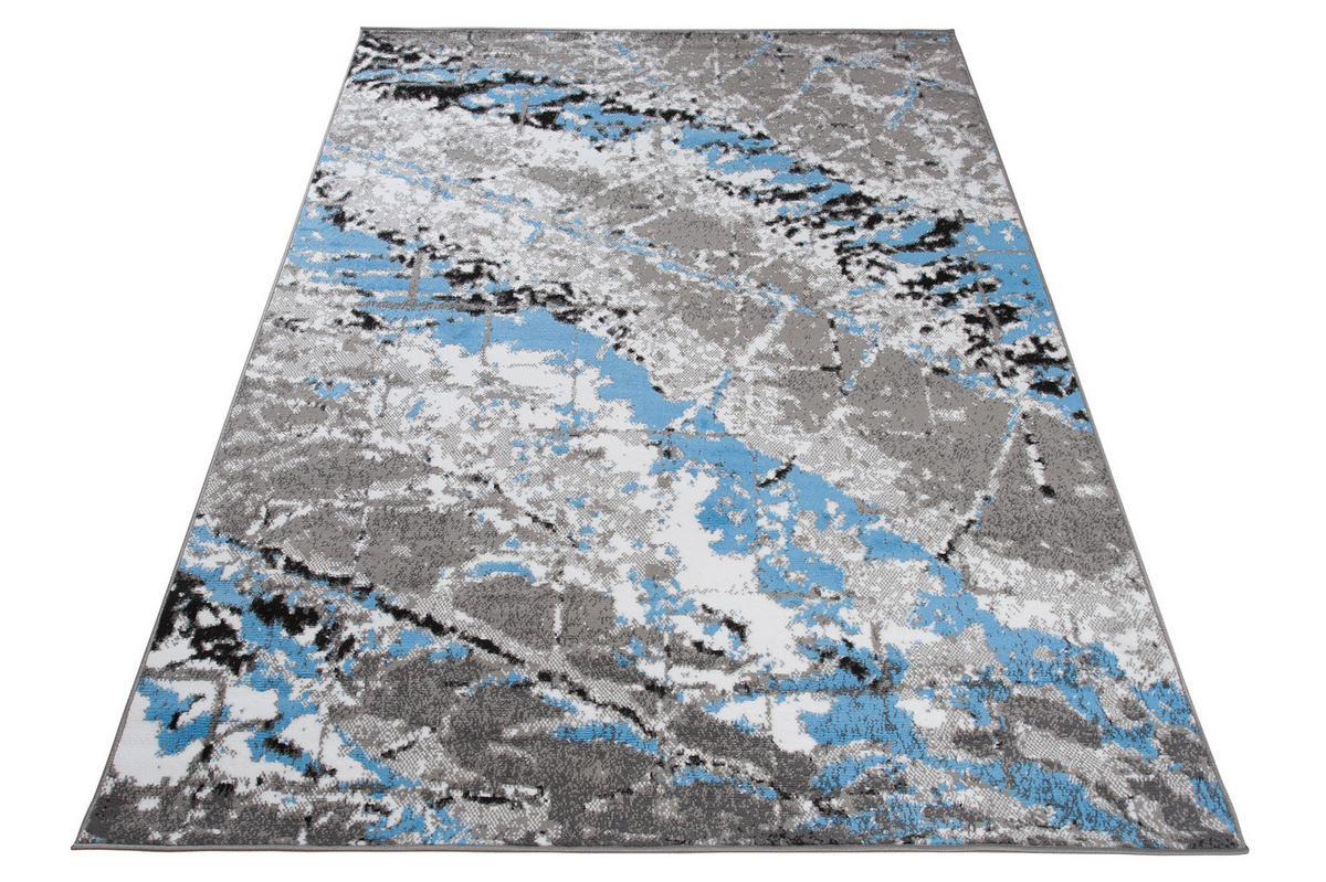 TEPPICH MAYA Blau Meliert Splash Verwischt 200/300 cm - Blau, Textil (200/300cm) - Tapiso