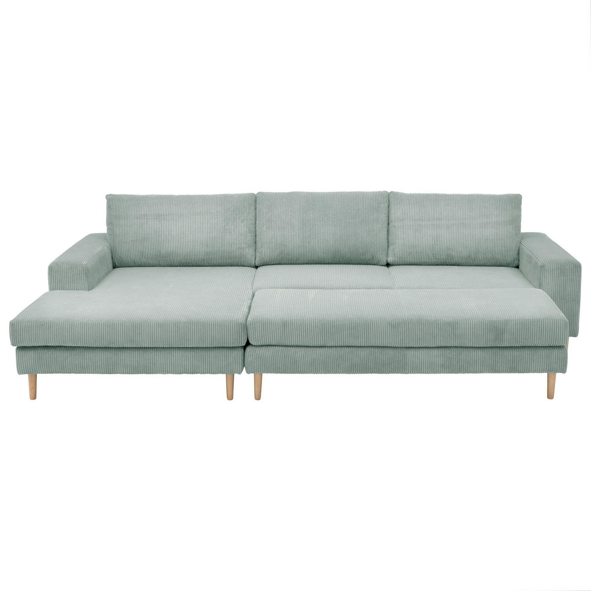 SOFA mit Longchair links Kaylynn Cordstoff silber - Silberfarben, Kunststoff (175/294cm) - 58aufmkessel