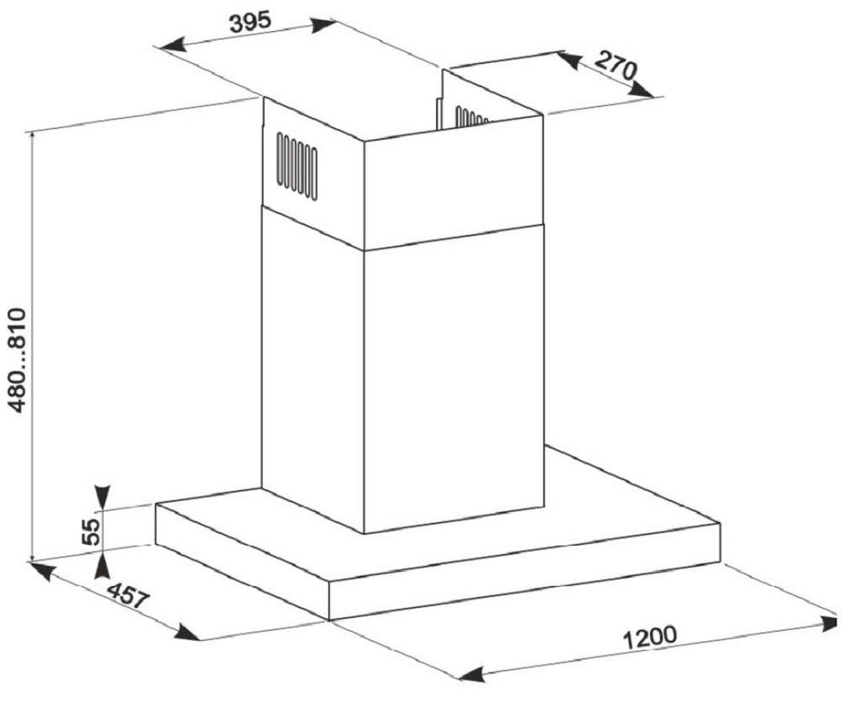 DUNSTABZUGSHAUBE GCH F 118 12 IS N 120 cm Edelstahl - Silberfarben, Metall (120/81/45.7cm) - Gurari