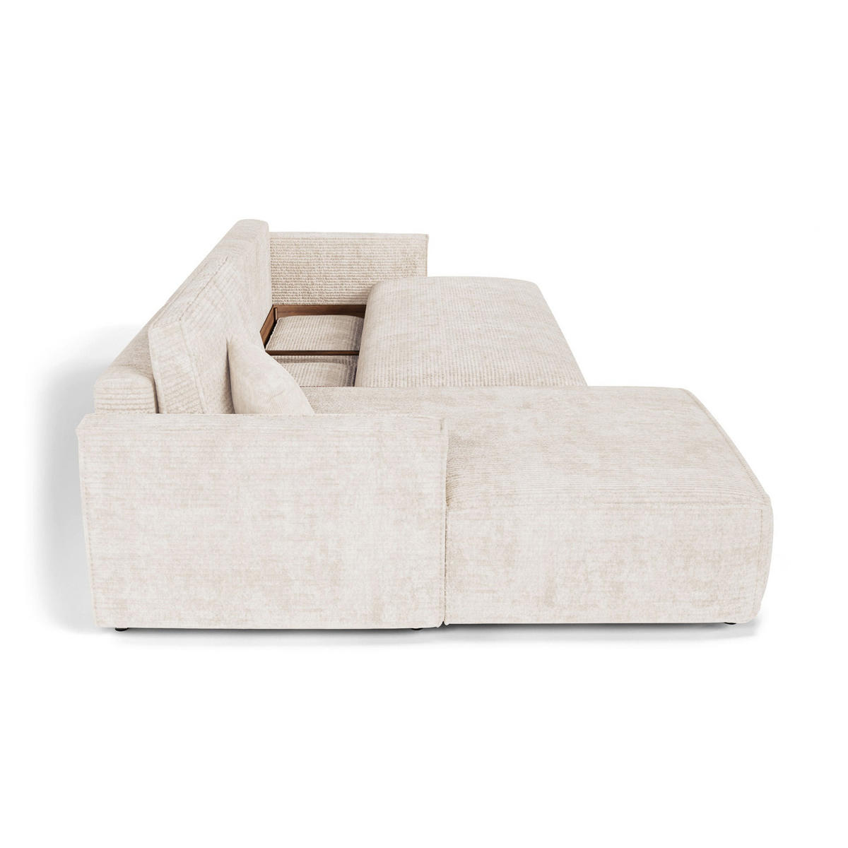 LINKSECK-SCHLAFSOFA mit Stauraum Cord Creme 297cm - Creme, Textil (297/167cm) - Premium Interiors
