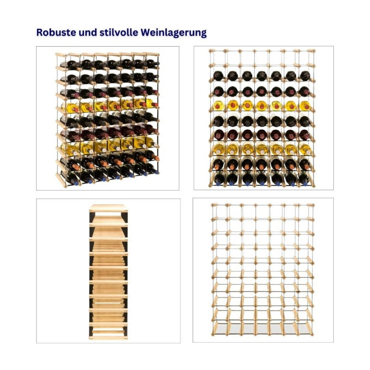 WEINREGAL Vinotega Mod Metal 92,5x72,5x24,5 cm 7x9 Flaschen Massives Kiefernholz Braun Geölt - Braun, Holz (72.5/92.5/24.5cm) - PROREGAL