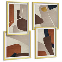 BILDER SET 4er Set - 50x50 cm & 40x60 cm Goldrahmen - Abstrakte moderne Formen - Goldfarben, Kunststoff (50/50cm) - TULUP