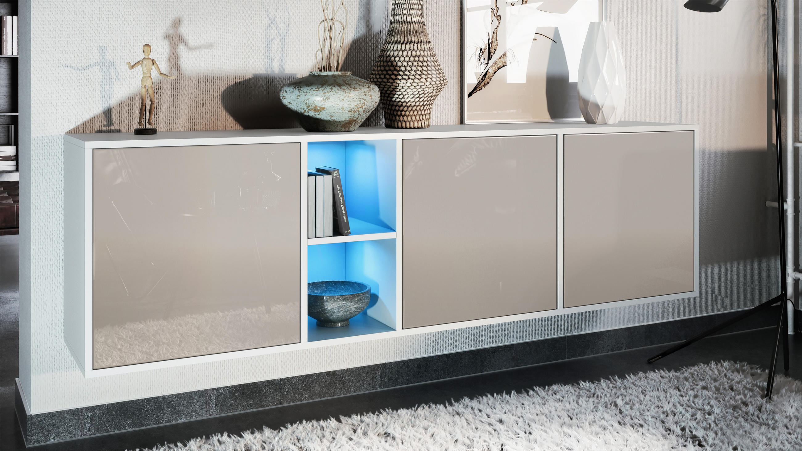 Thumbnail - Vladon Sideboard, Sand, Holzwerkstoff, 182x53x35 cm, Wohnzimmer, Kommoden & Sideboards, Sideboards