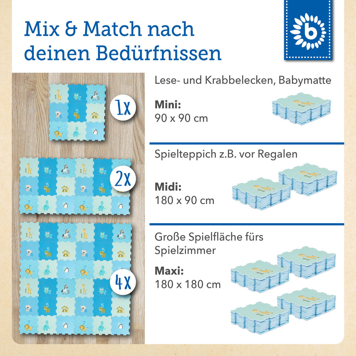 PUZZLEMATTE Tiere für Kinder - Blau, Kunststoff (30/30cm) - Bieco Spielwaren