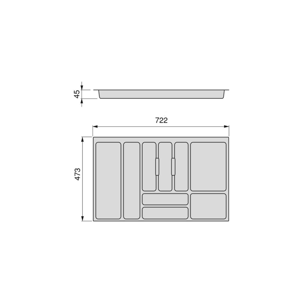 BESTECKEINSATZ Optima Vertex/Concept, Tiefe 500mm, Plattenstärkenstärke 16mm, Modul 800mm, Kunststoff, weiss - Weiß, Kunststoff (76.5/5/52cm) - EMUCA