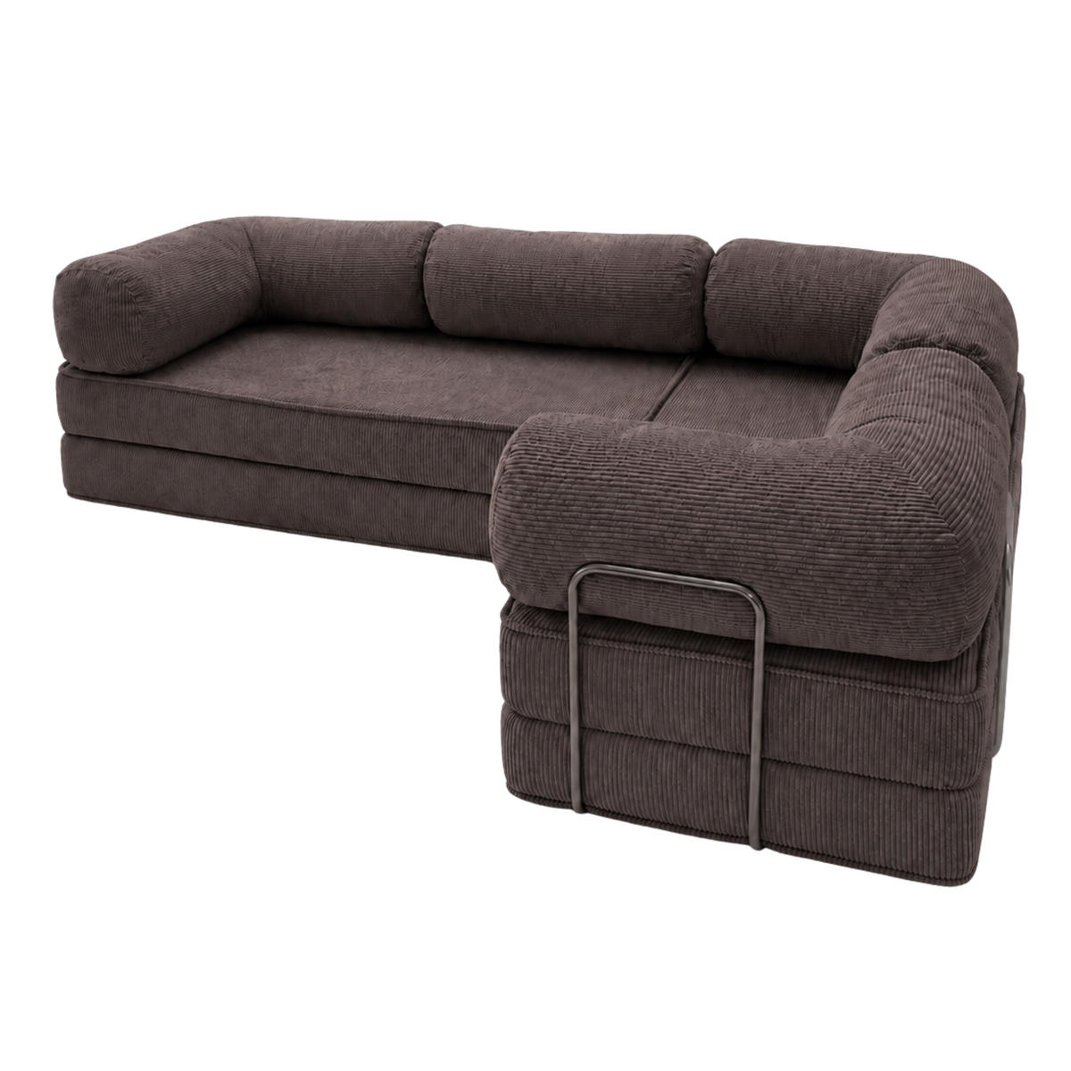 ECKSOFA Cord 300 x 200 cm Braun mit Schlaffunktion - Braun, Textil (300/200cm) - SURB