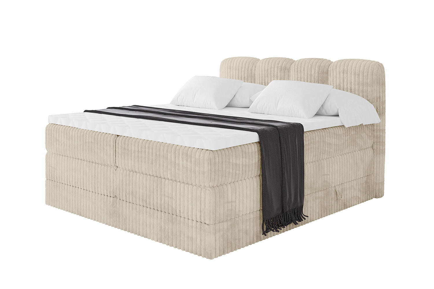 BOXBETT mit Matratze H3|H4 und Lattenrost - NINA KING - 180x200 cm Tila - Creme - Magnolie, Holzwerkstoff (180/200cm) - ALTDECOR