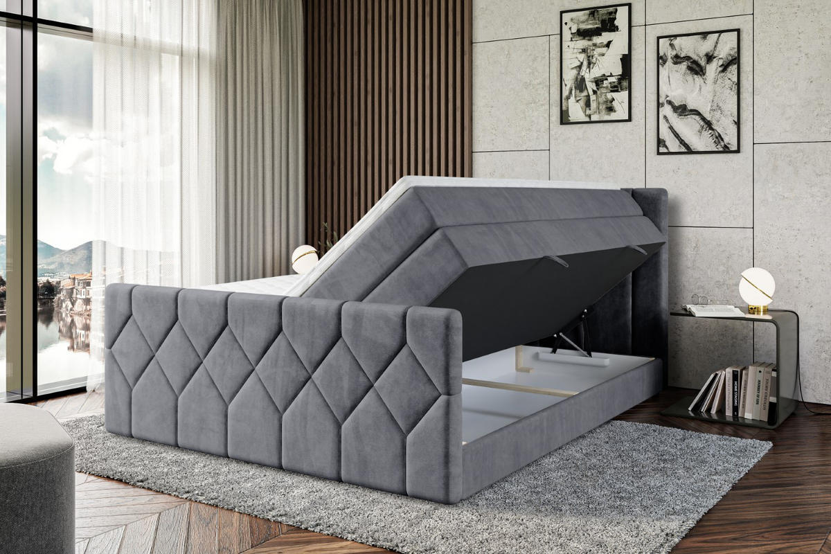 BOXSPRINGBETT CATOR-Z KING - 120x200 - H3/H4 - Dunkelgrau - Dunkelgrau, Holzwerkstoff (120/200cm) - ALTDECOR