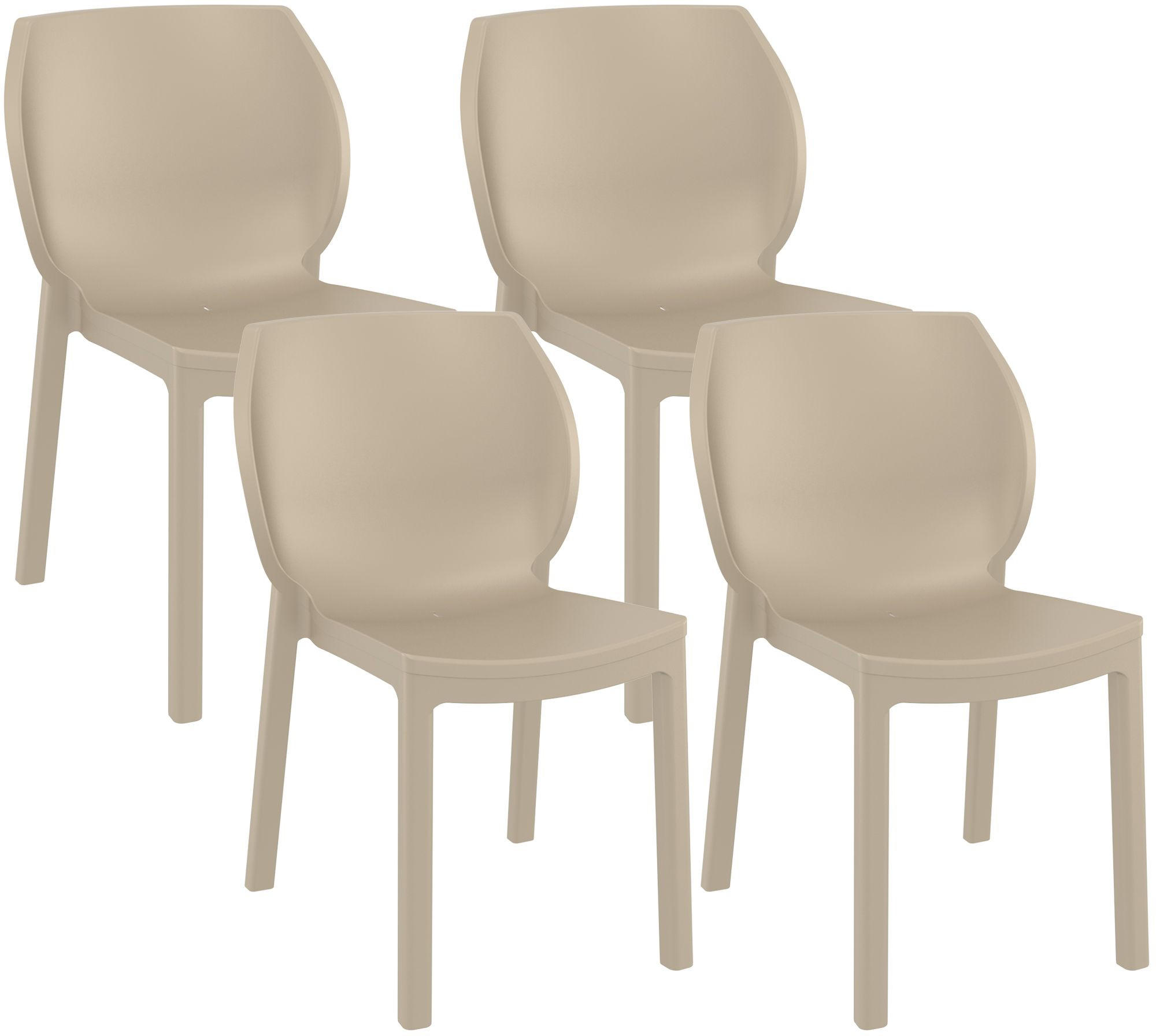 GARTENSTUHL 4er Set Kunststoff Taupe - Taupe, Kunststoff (58/80/59cm) - CLP