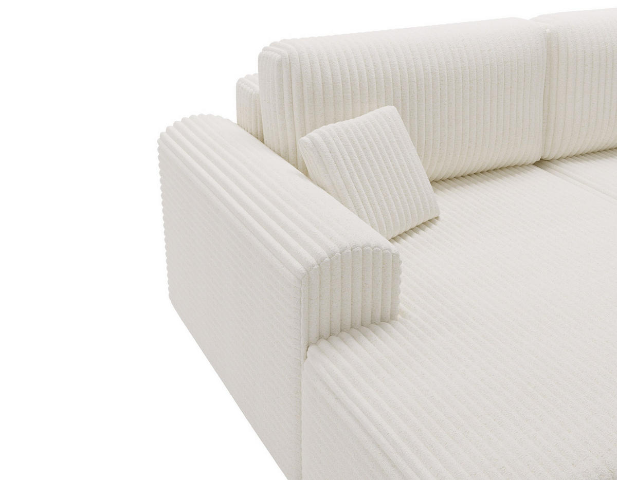 ECKSOFA Linea Weiß, Sofa mit Schlaffunktion, linke seite - Weiß, Holzwerkstoff/Textil (257/177cm) - Bettso