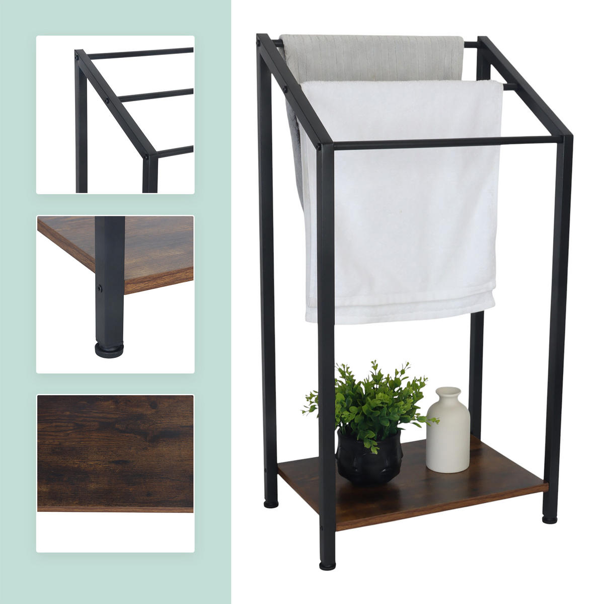 HANDTUCHSTÄNDER - Multicolor, Holzwerkstoff/Metall (43/80/28cm) - Relaxdays