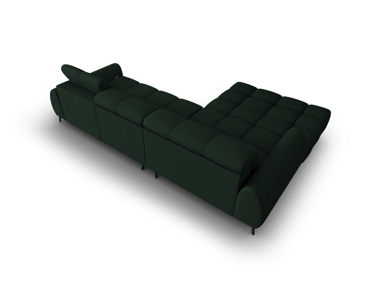 ELEKTRISCHES-ECKSOFA links Alyse aus strukturiertem Stoff dunkelgrün 5 Sitzplätze - Dunkelgrün, Textil (188/295cm) - Micadoni