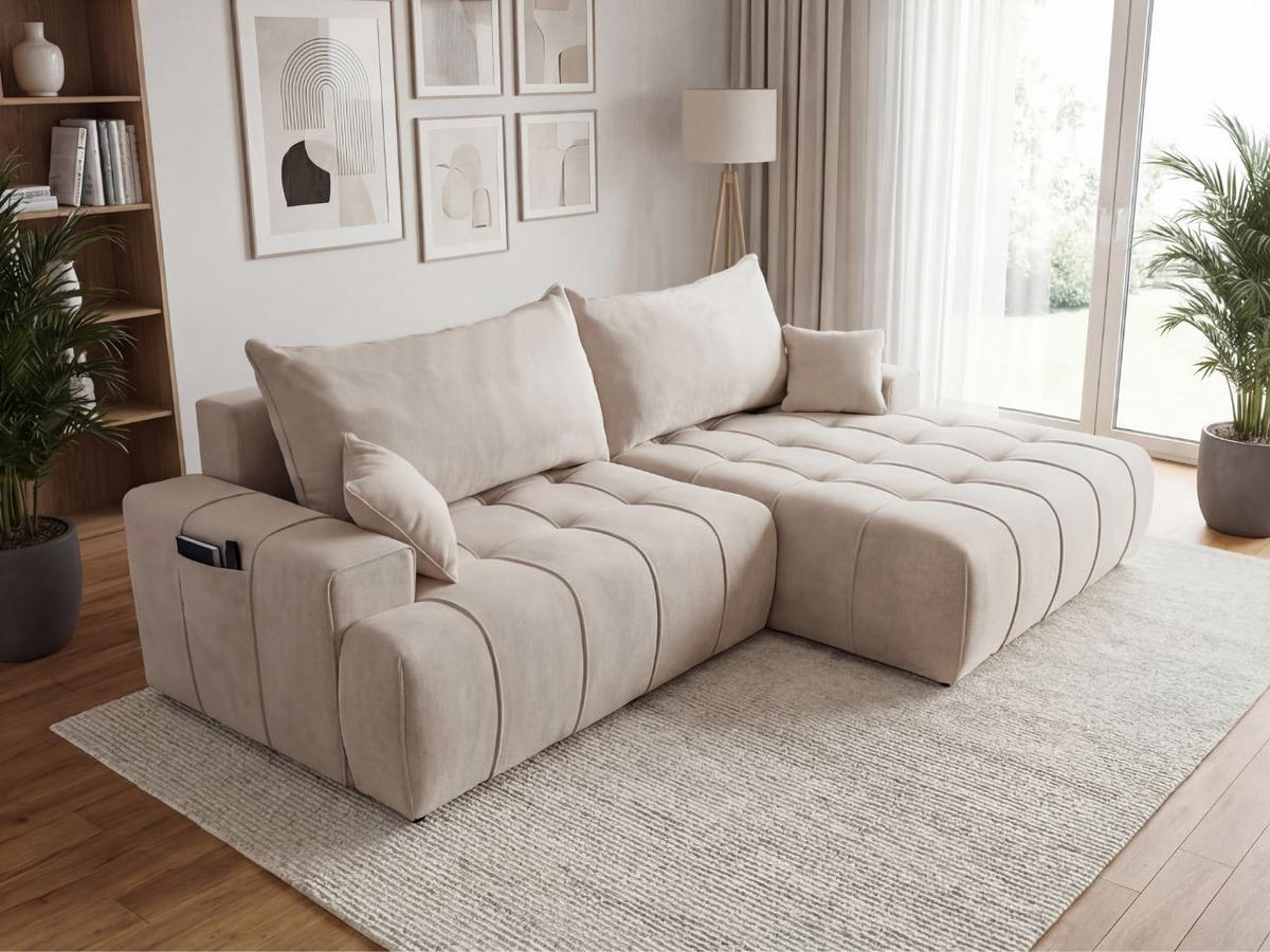 ECKSOFA Tulio Beige Rechts - Beige, Holz/Textil (165/270cm) - Graingold