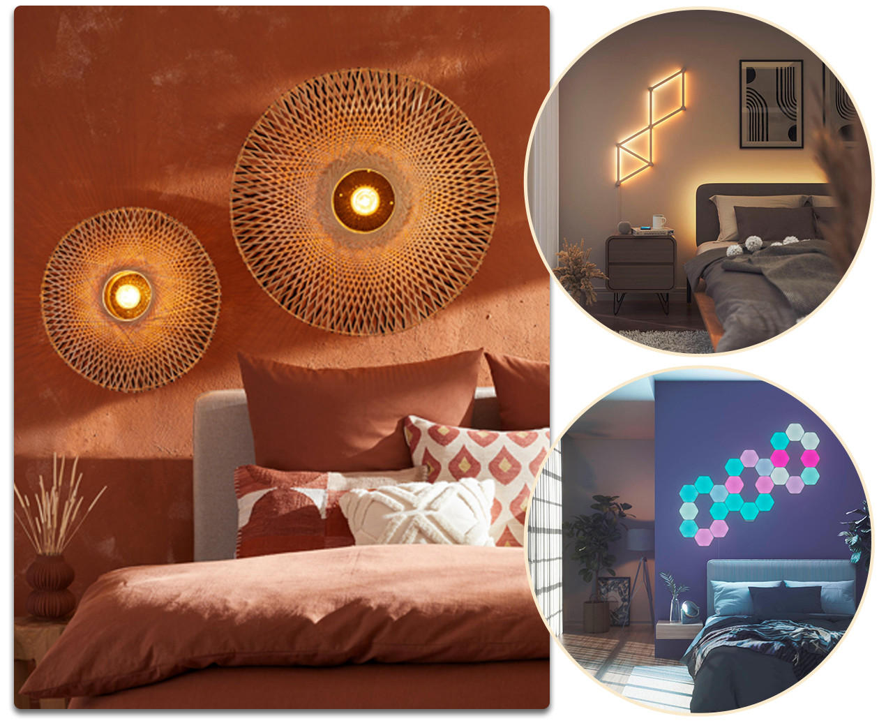 Wandgestaltung mit Beleuchtung im Schlafzimmer