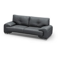 SOFA 3-SITZER Omega schwarz - Chromfarben/Schwarz, Leder/Metall (225/88/98cm) - Beautysofa