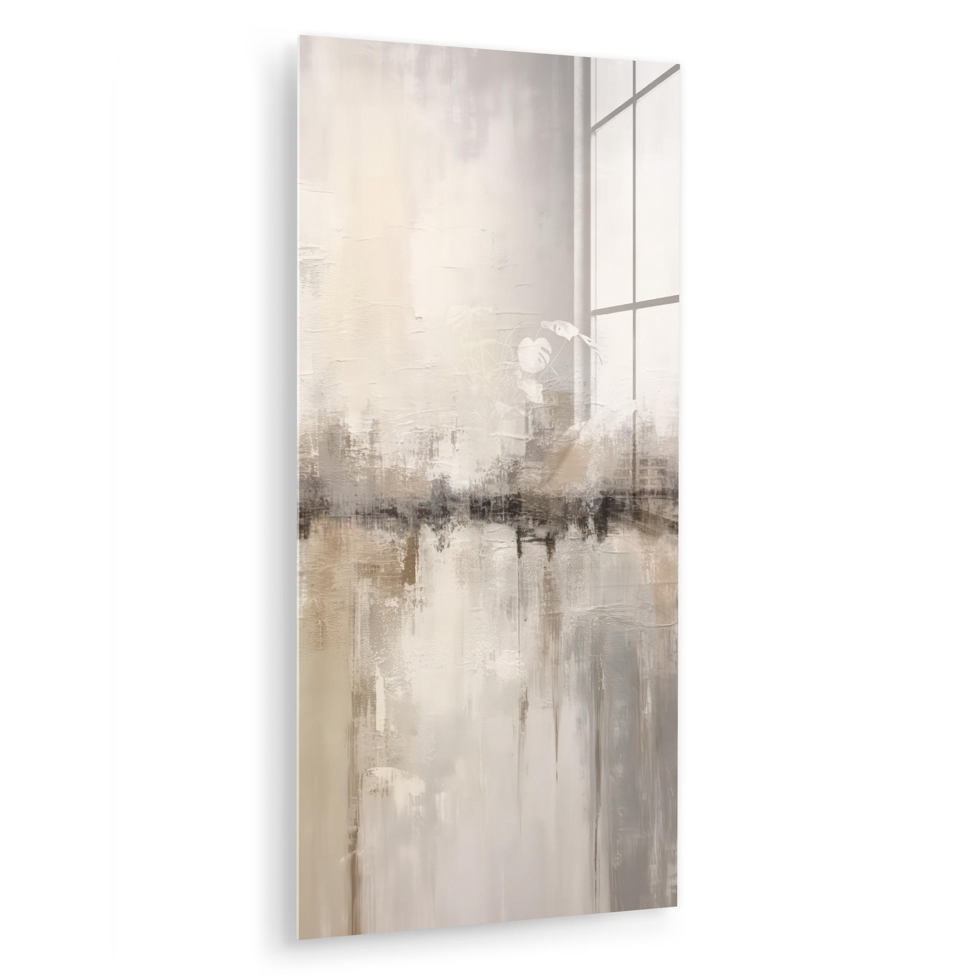ACRYLGLASBILD Moderne Kunst - Abstrakt - Beige 60x120 cm - Beige, Glas (60/120cm) - MuchoWow