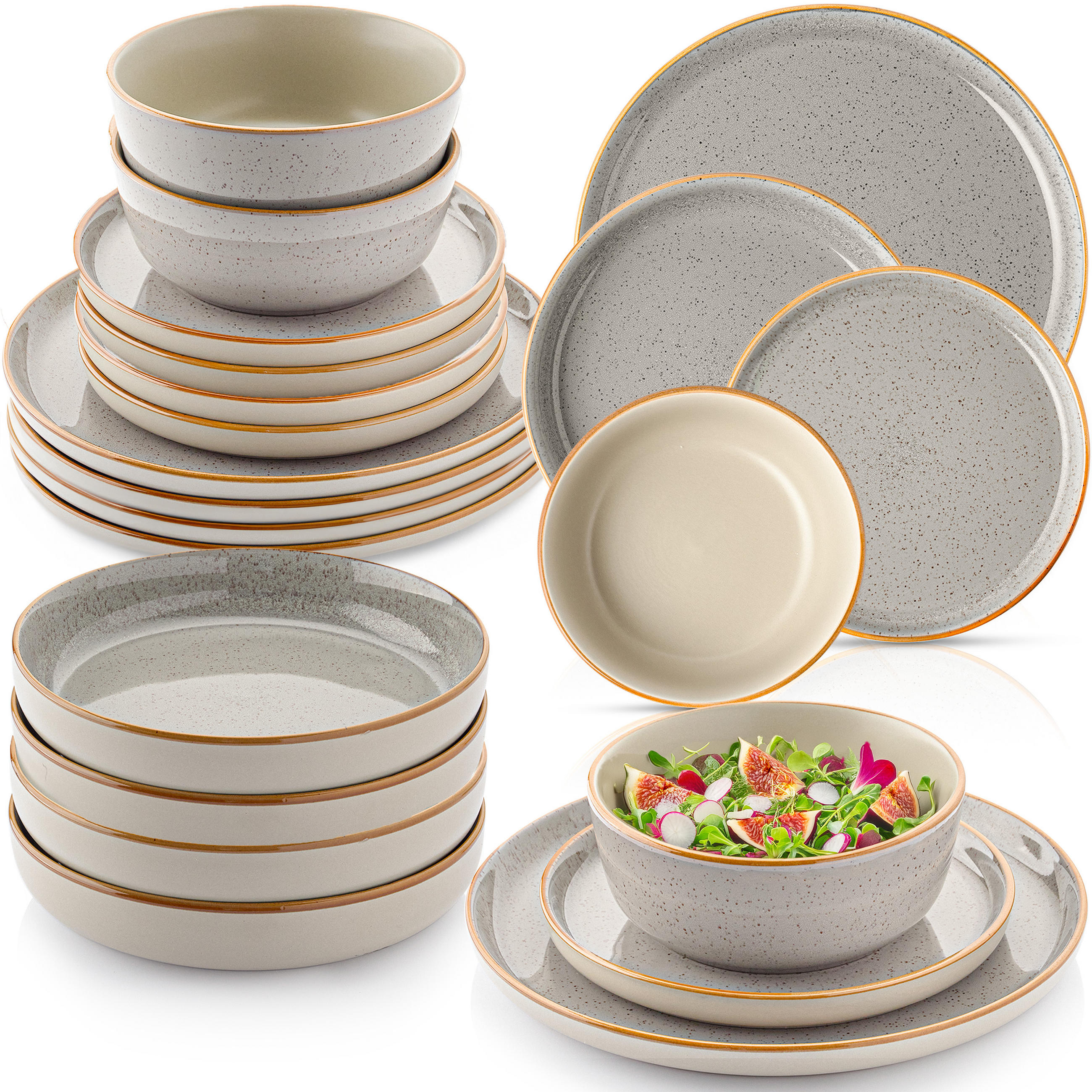 TAFELSERVICE RIO PERLGRAU - 24 teilig aus Steingut - Grau, Stein (27/6.6/27cm) - Sänger