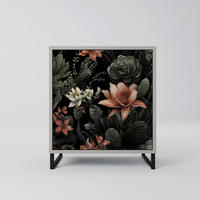 SIDEBOARD SECRET VERDURE, Grau, 57,5x42x67,5 cm, Schwarze Metall-Rahmenfüße - Multicolor/Schwarz, Holzwerkstoff/Metall (57.5/67.5/42cm) - SpaceRebels