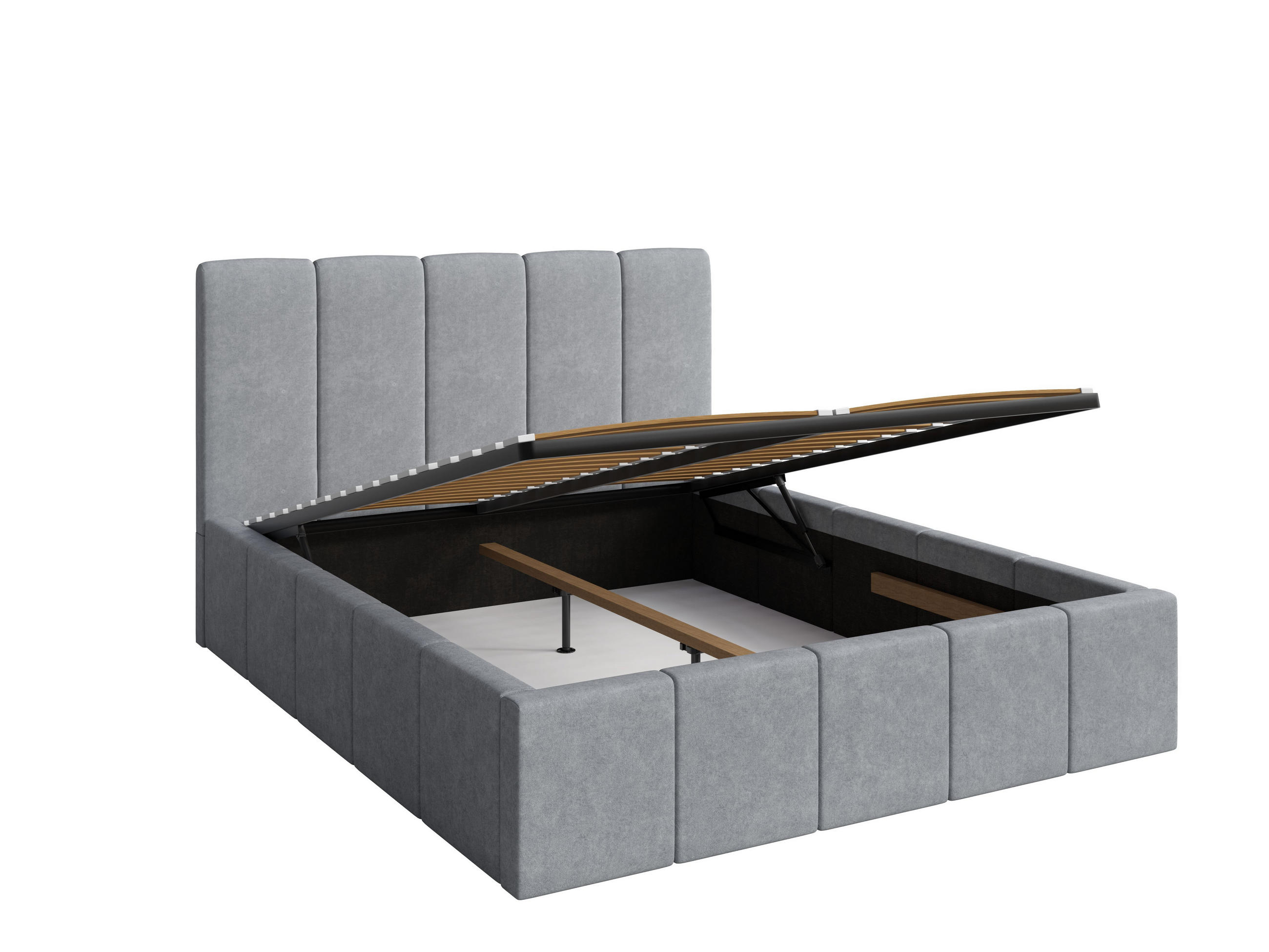 POLSTERBETT AURELIA – 180×200 cm mit Bettkasten und anhebbarem Lattenrost Grau - Grau, Holzwerkstoff (180/200cm) - Milaros Markt