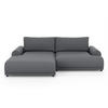 ECKSOFA mit Schlaffunktion, Bettkasten, extrabreite Ottomane links, abgerundete Armlehnen, B240/T145/H81 cm, Strukturstoff Dunkelgrau / 21034 - Dunkelgrau/Schwarz, Kunststoff/Textil (240/145cm) - luma-home