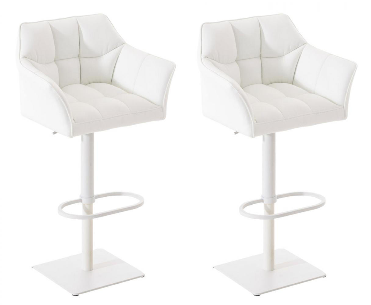 BARHOCKER 2er Set Lederlook Weiß - Weiß, Textil/Metall (64/88/45cm) - CLP