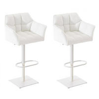 BARHOCKER 2er Set Lederlook Weiß - Weiß, Textil/Metall (64/88/45cm) - CLP