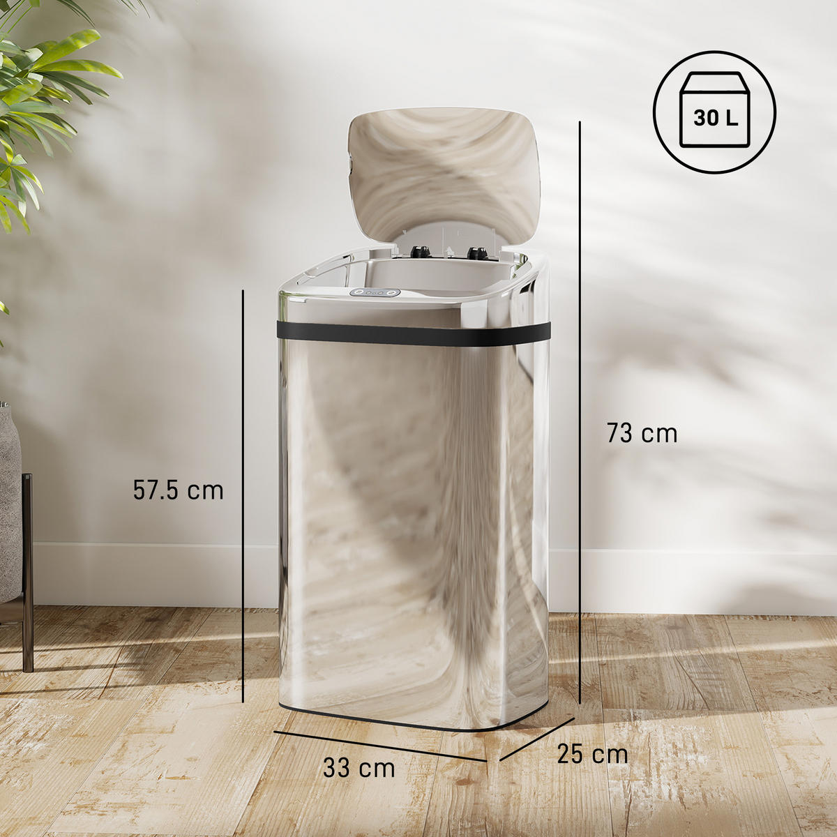 ABFALLEIMER Silberfarben 1 Stück - Silberfarben, Kunststoff (25/57.5/33cm) - GiPP
