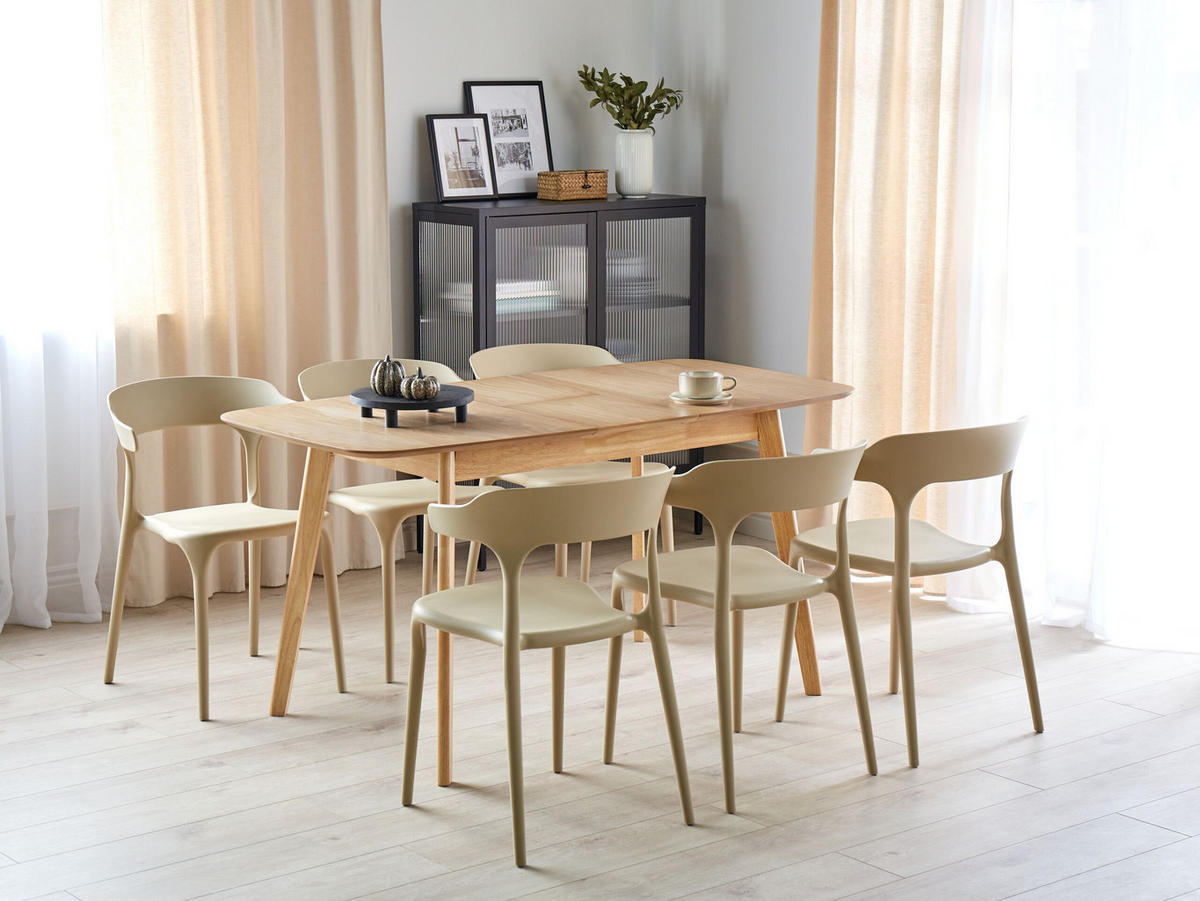 ESSTISCH 120-150/75/75 cm Hellbraun Rechteckig Madox - Hellbraun, Holzwerkstoff (150/75/75cm) - Beliani
