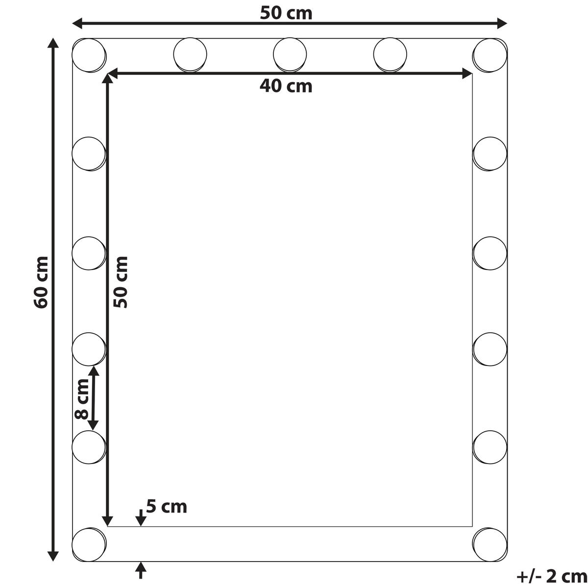 BADSPIEGEL mit LED-Beleuchtung schwarz rechteckig 50/60 cm Odenas - Schwarz, Metall (50/60/2cm) - Beliani