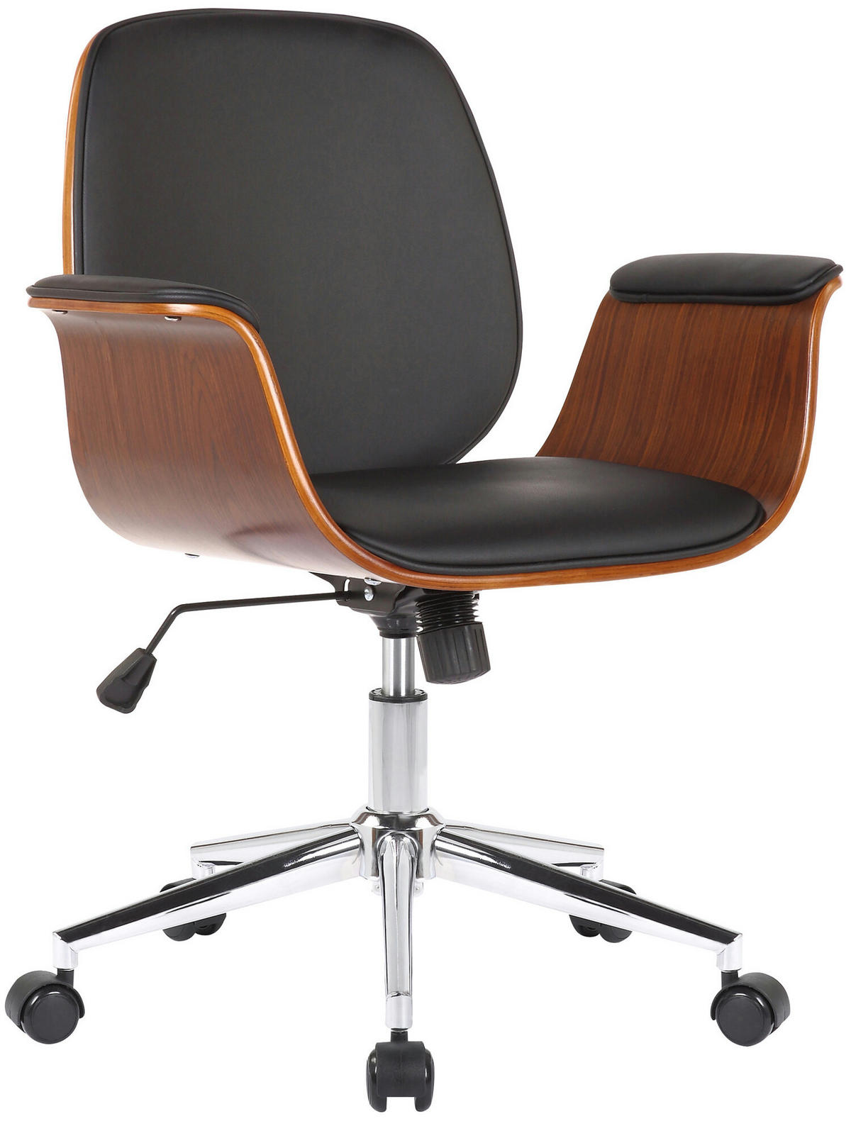 BÜROSTUHL Keegan, Kunstleder Walnuss/Schwarz - Schwarz, Textil/Metall (69/90/62cm) - TPFLiving