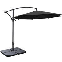 AMPELSCHIRM mit Sonnenschirmständer aus Polyester Metall in Schwarz mit quadratischer befüllbarer Kunststoff-Sockel drehbar 360° neigbar 60° 3 x 2.6m - Schwarz, Metall (300/240cm) - Livingandhome