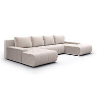 PANORAMASOFA Jonas 5 Sitzplätze Gebrochenes Weiß - Weiß, Holz (350/85/185cm) - Petits-meubles