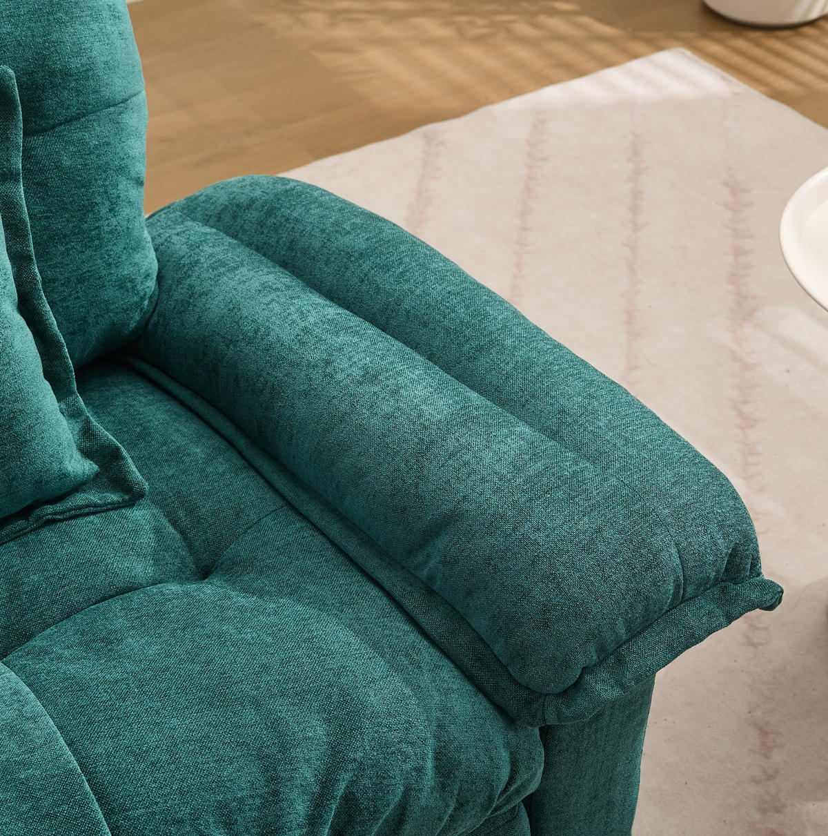 SESSEL mit 360°-Drehfunktion Oversized Chenille Green - Grün, Metall (84/96/116cm) - Meubliv