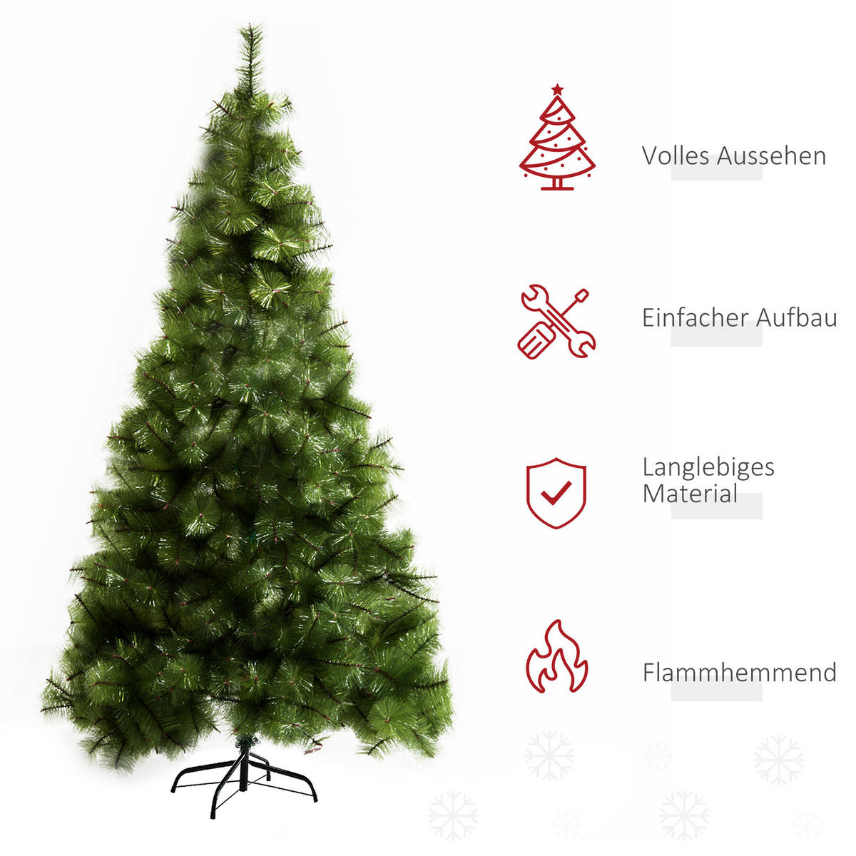 KÜNSTLICHER Weihnachtsbaum 2,1 m Christbaum Tannenbaum 505 Äste PET Grün - Grün, Kunststoff (210cm) - HOMCOM