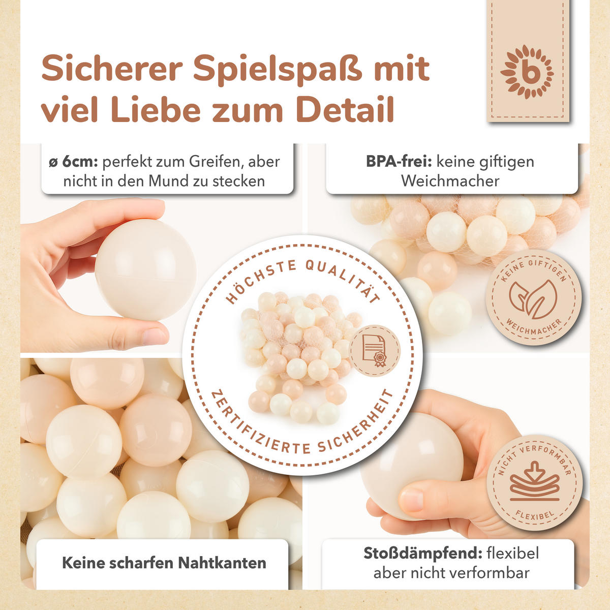 BÄLLE für Bällebad Vintage Flowers 100 S - Multicolor, Kunststoff (35/20cm) - Bieco Spielwaren