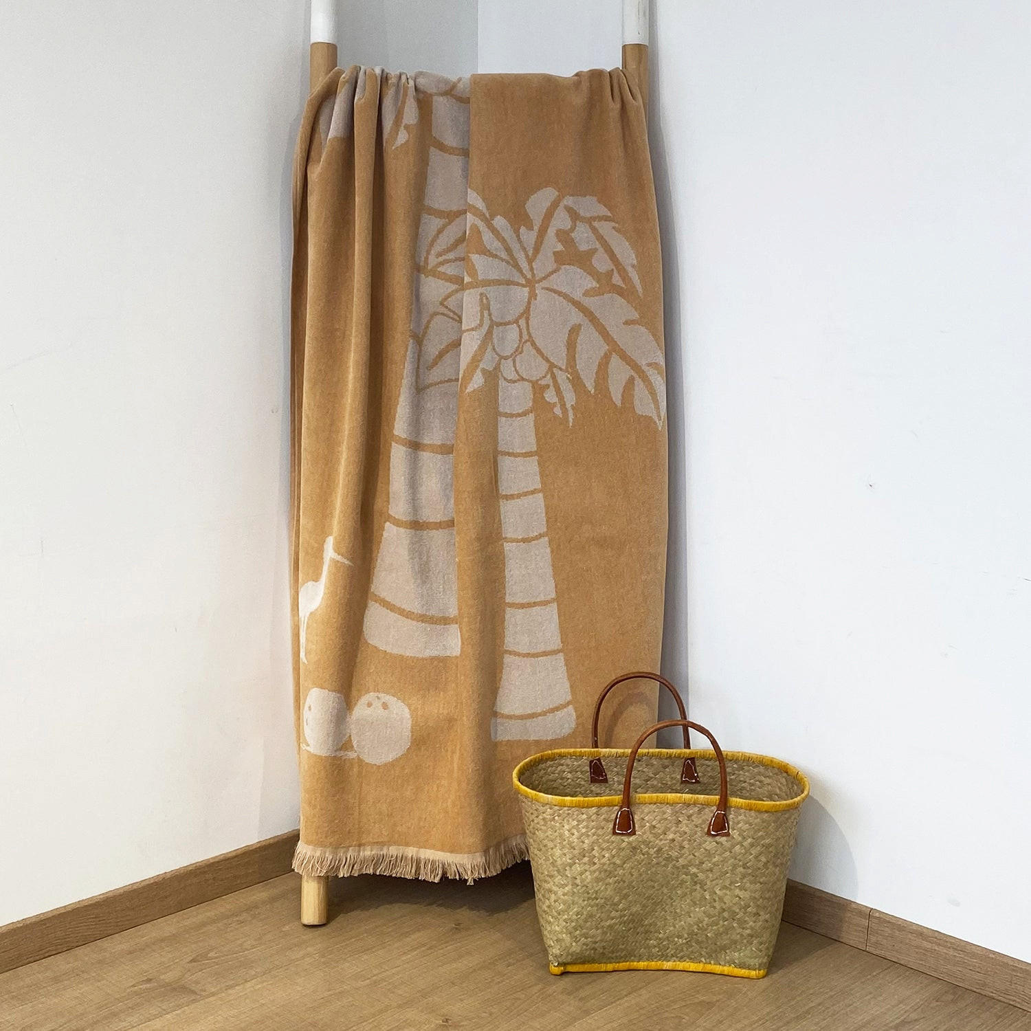 STRANDTUCH Frottee Velours Jacquard mit Fransen Cocobeach 90x170 390g/m² - Beige, Textil (90/170cm) - LE COMPTOIR DE LA PLAGE