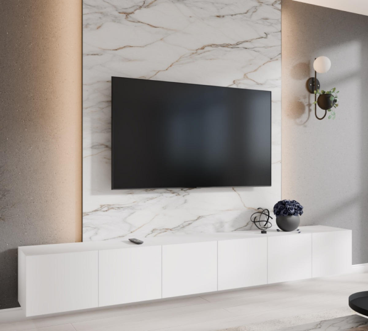 TV-LOWBOARD Weiß LION 300 Geschlossen - Weiß, Holzwerkstoff (300/41/40cm) - Sepro Meble
