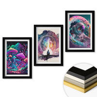 WANDBILDER 3er-Set - 20x30 cm Schwarzer Rahmen - Farbenfrohe Fantasy-Kunstillustrationen - Schwarz, Kunststoff (20/30cm) - ArtPrintCave