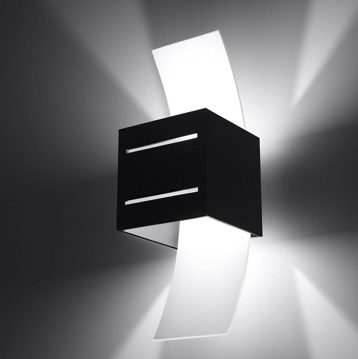 WANDLEUCHTE Aluminium Schwarz satiniert - Schwarz, Glas (10/30/12cm)