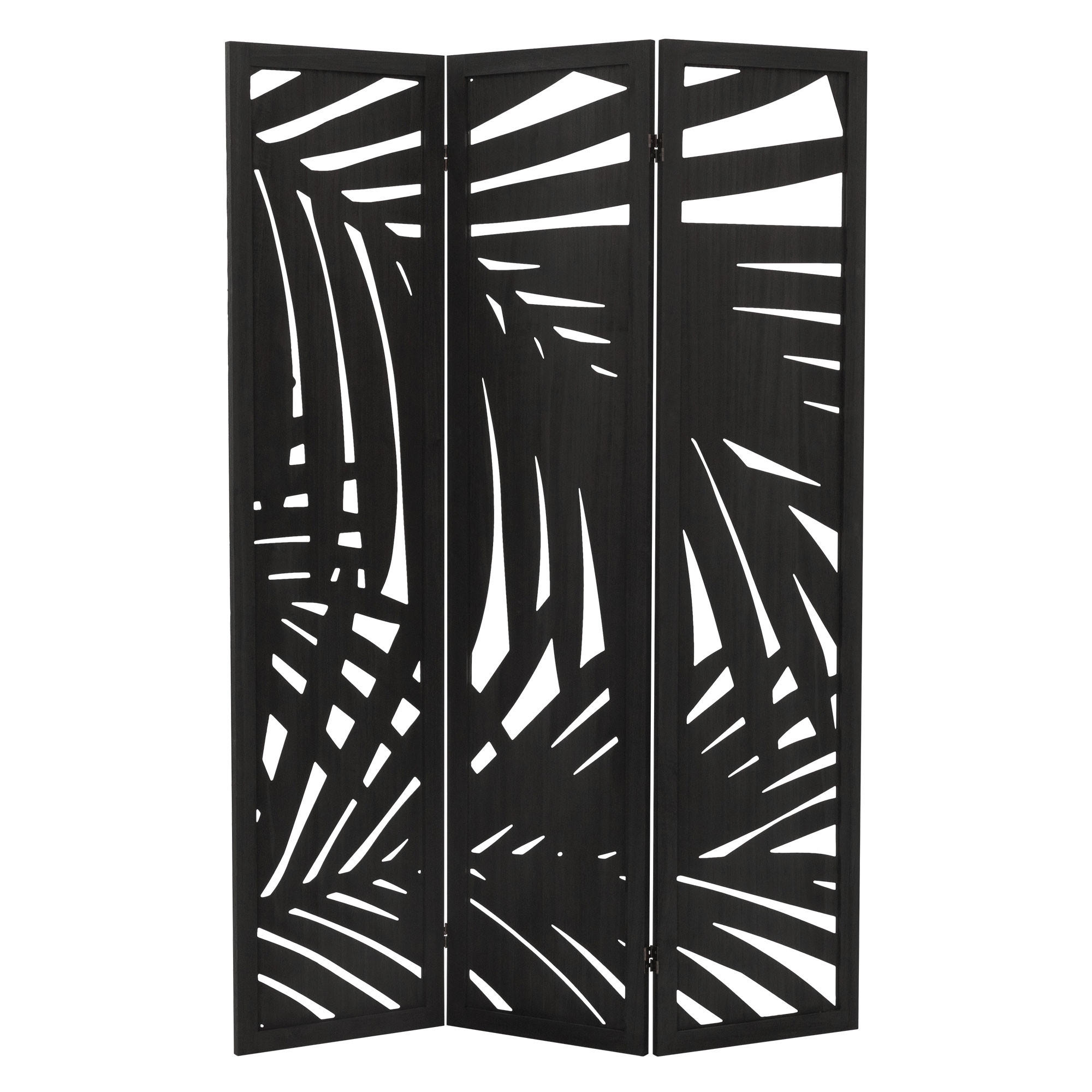 PARAVENT 3 teilig Sapporo 170x121 cm Schwarz aus Holz - Braun, Holz (121/170/2cm) - ML-DESIGN